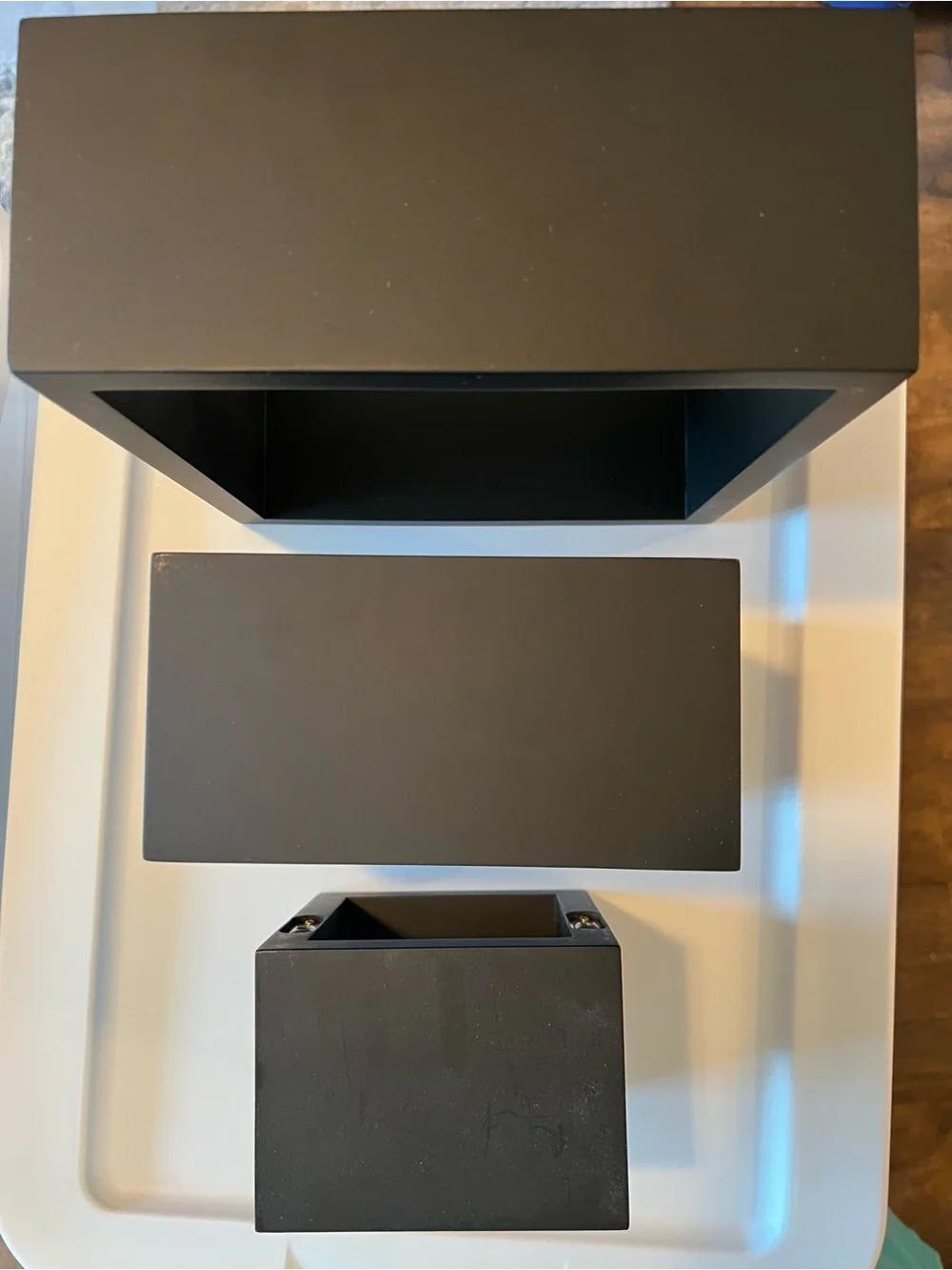 3 Dark Brown Floating Square Wall Shelves - Home Wall Decor